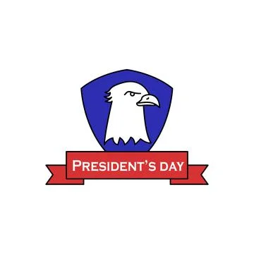 President day shield eagle icon. Simple line, outline vector elements of color Stock Illustration