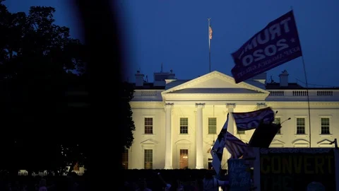 President Donald Trump Supports Rally in front of The White House Stock Footage