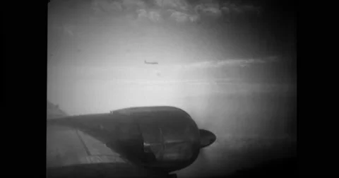 President Eisenhower looking at flood affected area from aircraft Stock Footage