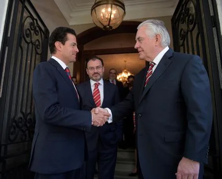 President Enrique Pena Nieto receives foreign ministers from the US and Canada,  Stock Photos