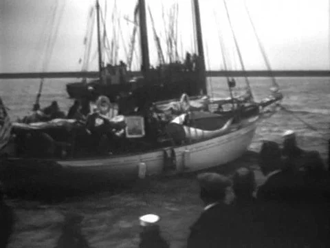 President Franklin Delano Roosevelt is sailed on a yacht in Gloucester, Stock Footage