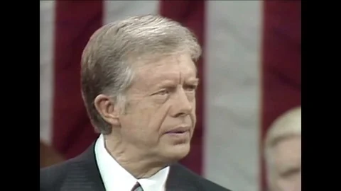 President Jimmy Carter speaks about the SALT 2 treaty during his State of the Stock Footage