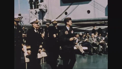 President John Kennedy observe the launch of Polaris Missile - 1963 Stock Footage