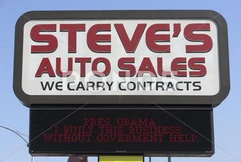 President Obama Auto sales sign 2854.jpg Stock Photos
