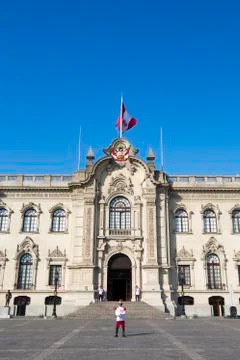 President Palace guards at work in historic center, Lima Stock Photos
