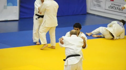 President Putin throws his opponent to the mat Stock Footage 44218683