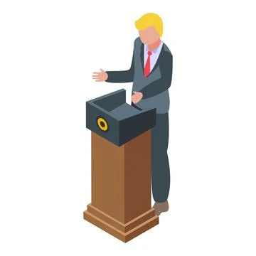 President speaker icon isometric vector. Booth vote Stock Illustration