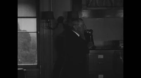 President Thomas Woodrow Wilson Working In Office Stock Footage