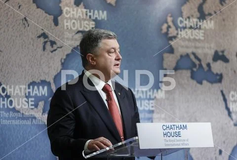 President of Ukraine Petro Poroshenko in Chatham House, UK Stock Photos