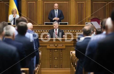 President of Ukraine Petro Poroshenko in Verkhovna Rada of Ukraine Stock Photos
