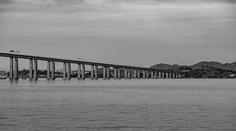 Presidente Costa e Silva Bridge, popularly known as the Rio-Niteri Bridge, ov Stock Photos