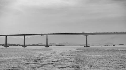 Presidente Costa e Silva Bridge, popularly known as the Rio-Niteri Bridge, ov Stock Photos