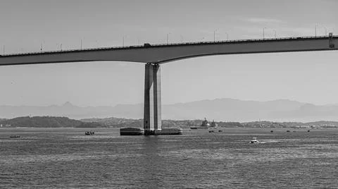 Presidente Costa e Silva Bridge, popularly known as the Rio-Niteri Bridge, ov Stock Photos