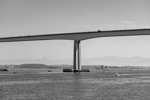Presidente Costa e Silva Bridge, popularly known as the Rio-Niteri Bridge, ov Stock Photos