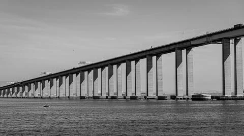 Presidente Costa e Silva Bridge, popularly known as the Rio-Niteri Bridge, ov Stock Photos