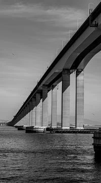 Presidente Costa e Silva Bridge, popularly known as the Rio-Niteri Bridge, ov Stock Photos