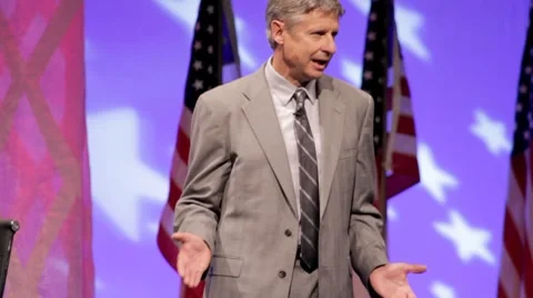 Presidential Candidate Gary Johnson - Talks about business he owned Stock Footage 7477366