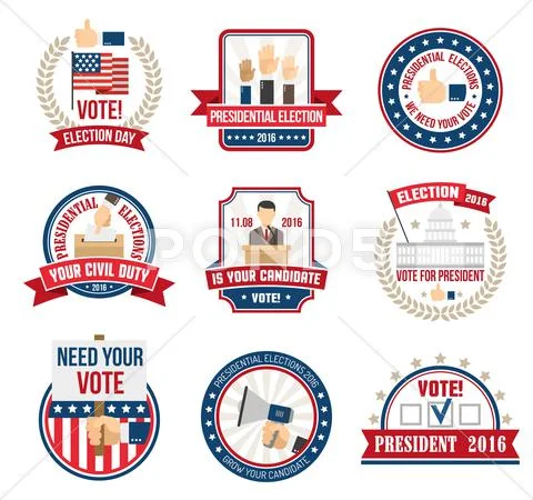 Presidential Election Labels Stock Illustration