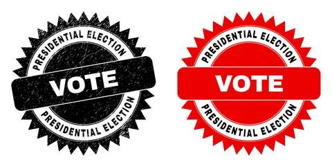PRESIDENTIAL ELECTION VOTE Black Rosette Stamp Seal with Scratched Style Stock Illustration