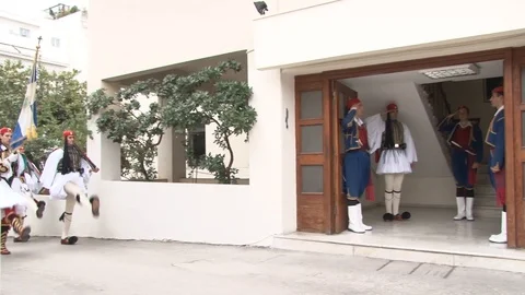 Presidential guards returning flag back to HQ Stock Footage 87658875
