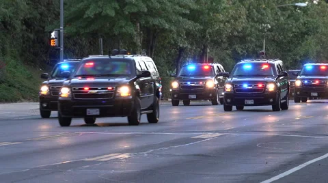Presidential MOTORCADE with high security, DC, stock footage Stock Footage