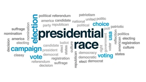 Presidential race animated word cloud, text design animation. Stock Footage