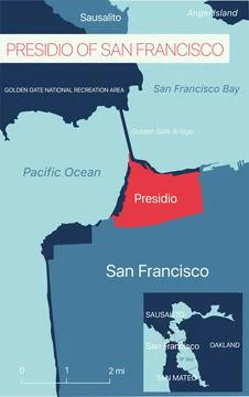 Presidio of San Francisco editable map Ilustración de archivo