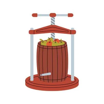 Press apple cider. Apple press for apple cider. Vector illustration. Stock Illustration