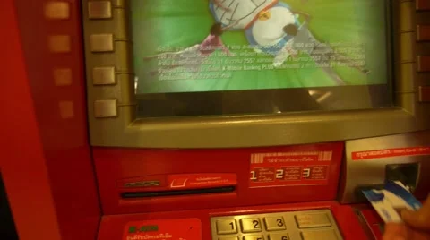 Press ATM EPP Keyboard. Automatic Teller Machine. Stock Footage 42761244