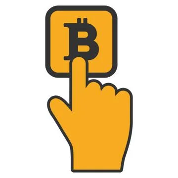Press Bitcoin Button Flat Icon Stock Illustration
