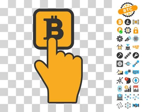 Press Bitcoin Button Icon with Bonus Stockillustratie