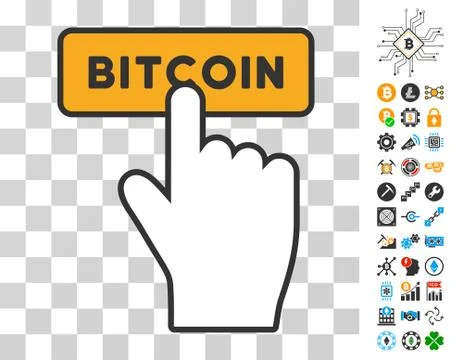 Press Bitcoin Button Icon with Bonus Stock Illustration