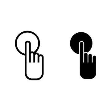 Press button line and glyph icon. Hand vector illustration isolated on white イラスト素材