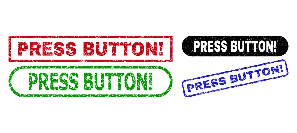 PRESS BUTTON! Rectangle Stamp Seals with Rubber Surface 스톡 일러스트