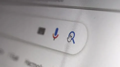 Press button "Search" close up. Mouse cursor presses search button Stock Footage 201147274