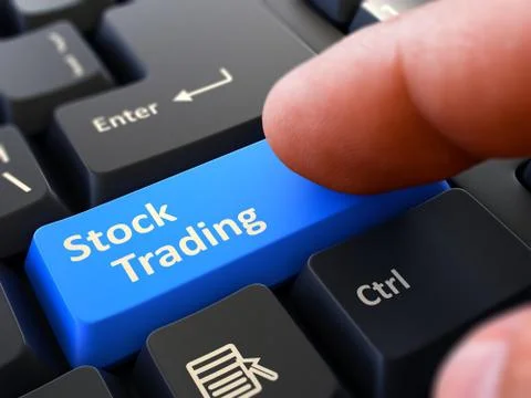 Press Button Stock Trading on Black Keyboard Stock Illustration
