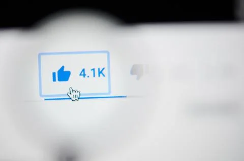 Press like button on youtube clip Stock Photos