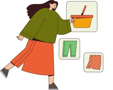 Press the Cart Button to Check Out Illustration - E-commerce Checkout** Illustrazione stock