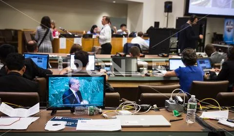 Press Center of 71st session of the United Nations Stock Photos