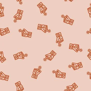 Press click robot hand gesture line vector seamless pattern Stock Illustration