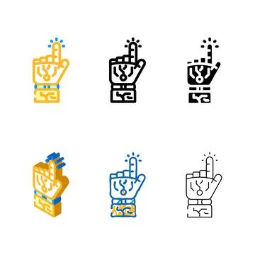 Press click robot hand gesture color variety icon vector Stock Illustration