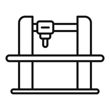Press cnc machine icon outline vector. Computer design Illustrazione stock