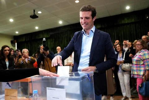Press conference about evolution of election day in Spain, Madrid - 26 May 2019 Stock Photos