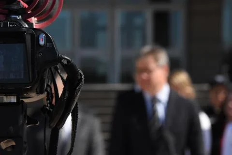 Press conference with camera Stock Photos
