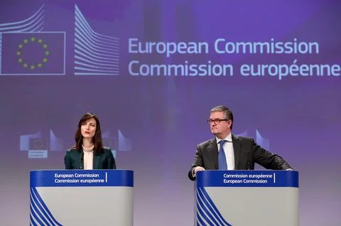 Press conference on the code of practice signed by online platforms to fight dis Stock-Fotos