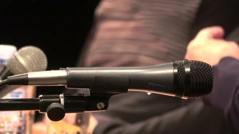 Press Conference microphone. 4K. Video stock 144547508