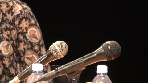 Press Conference microphone. 4K. Video stock 144547622