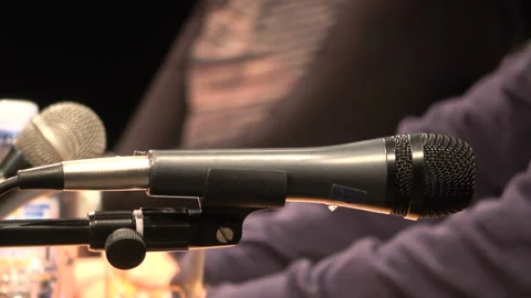 Press Conference microphone. Video stock 143707520