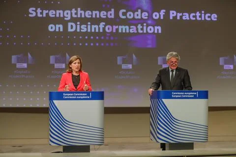 Press conference on Strengthened Code of Practice on Disinformation, Brussels, B Stock-Fotos