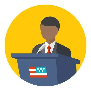 Press conference vector icon in circle Stock Illustration